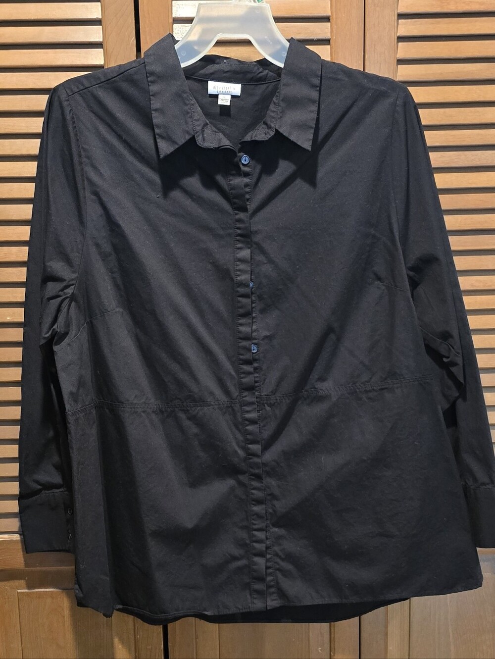 Refinity by City Chic Black Button-Down Long Sleeve Top Size L